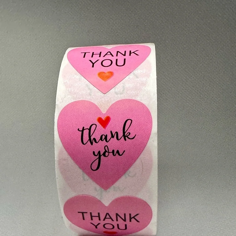 THANK YOU HEART STICKERS ENVELOPE SEALS LABELS STICKERS CRAFTS 1" ROUND - Picture 5 of 5